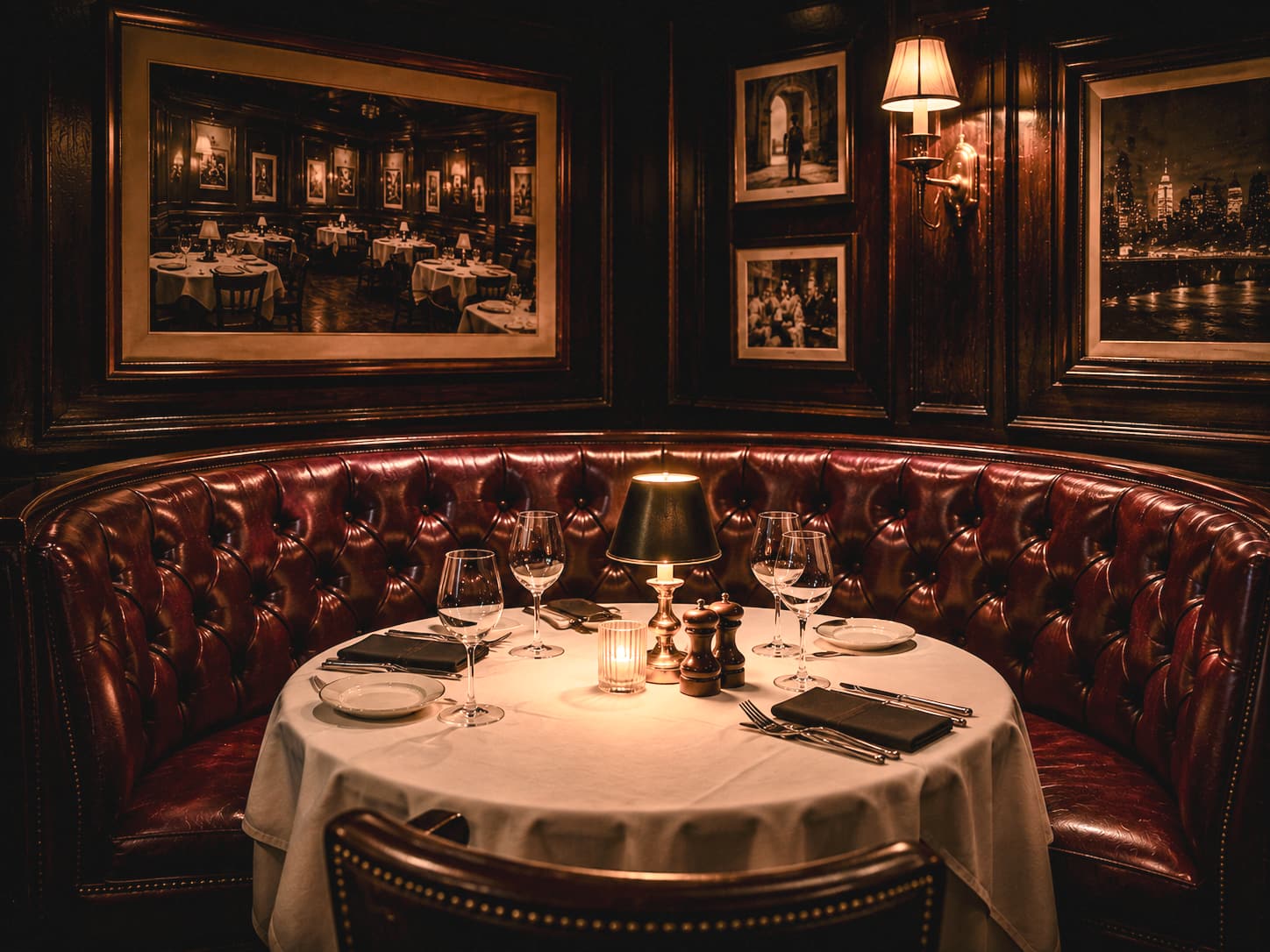 Una banqueta privada preparada para dos